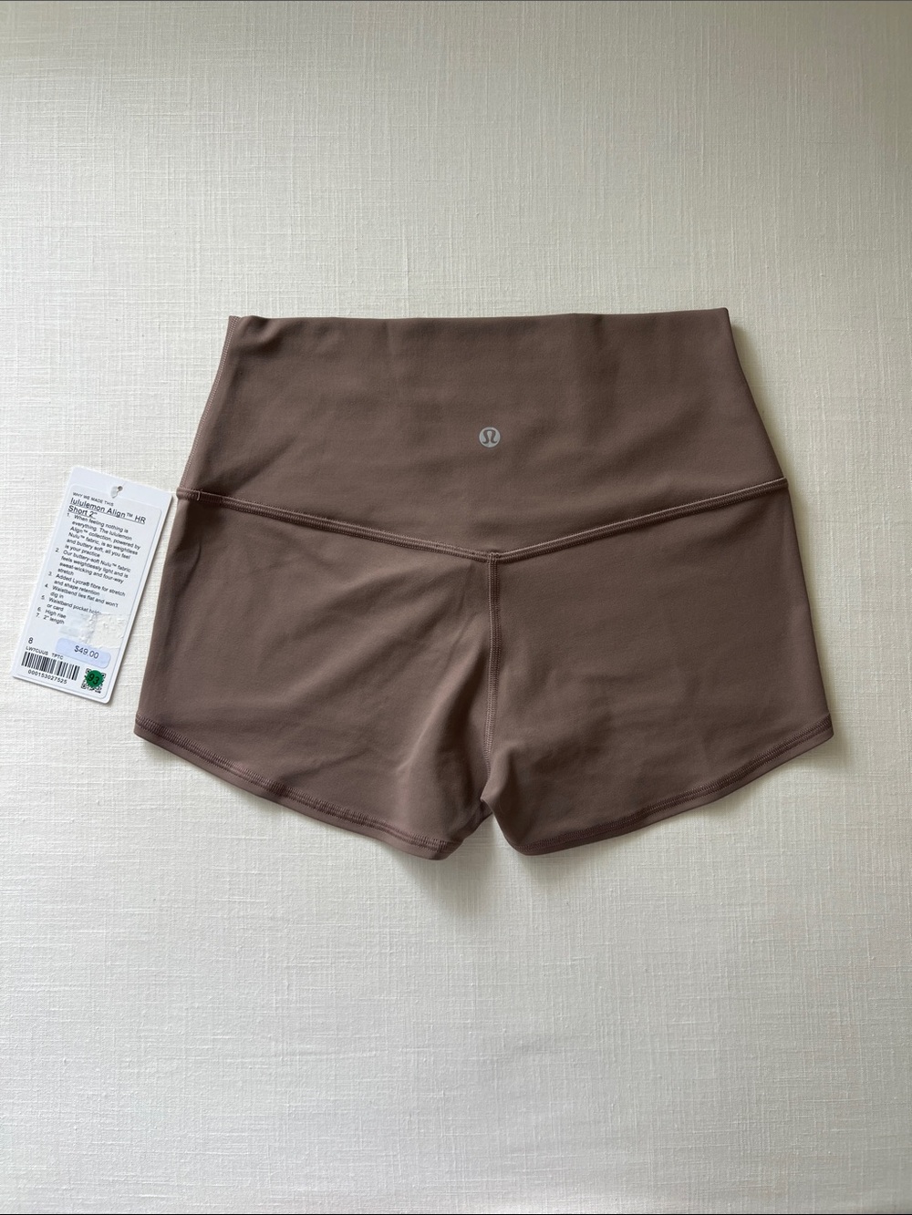 Lululemon Align High Rise Short 2β - Tauptastic Tan - Size 8 Yoga Pilates Gym - Picture 2 of 5